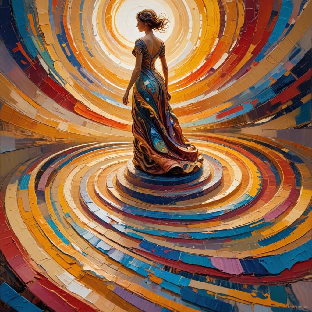 Vertigo Art Style: Inclined Floor in Oil Painting