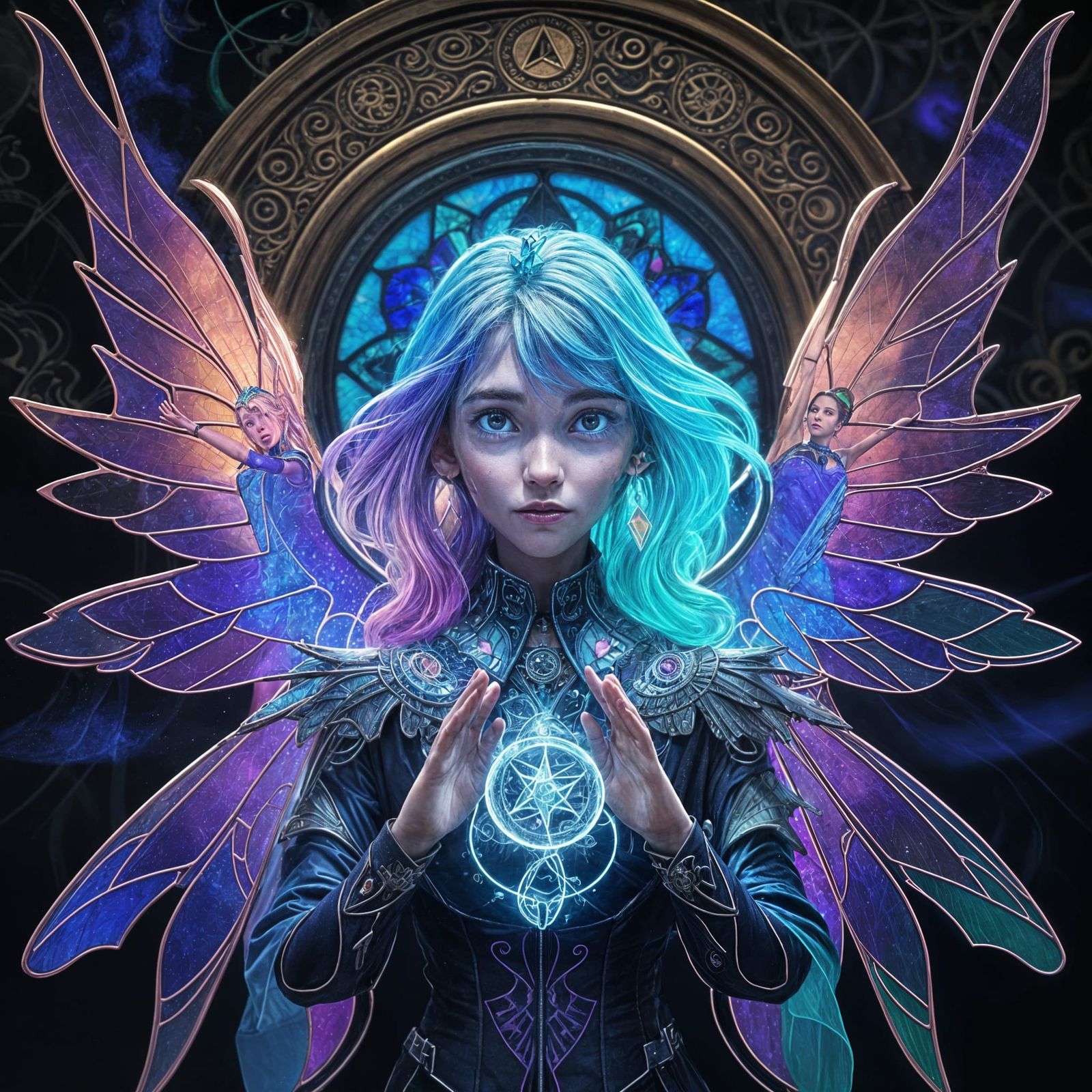 Steampunk Fae Magician Conjuring Steam Portal