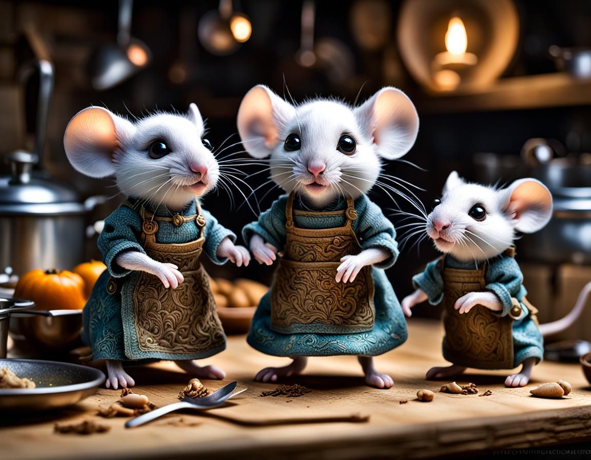 Three Blind Mice Run Across Kitchen Table