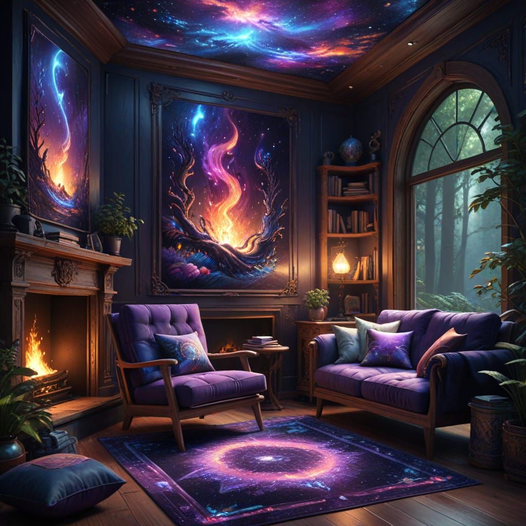 Cosmic Reading Nook in Amaringo Style