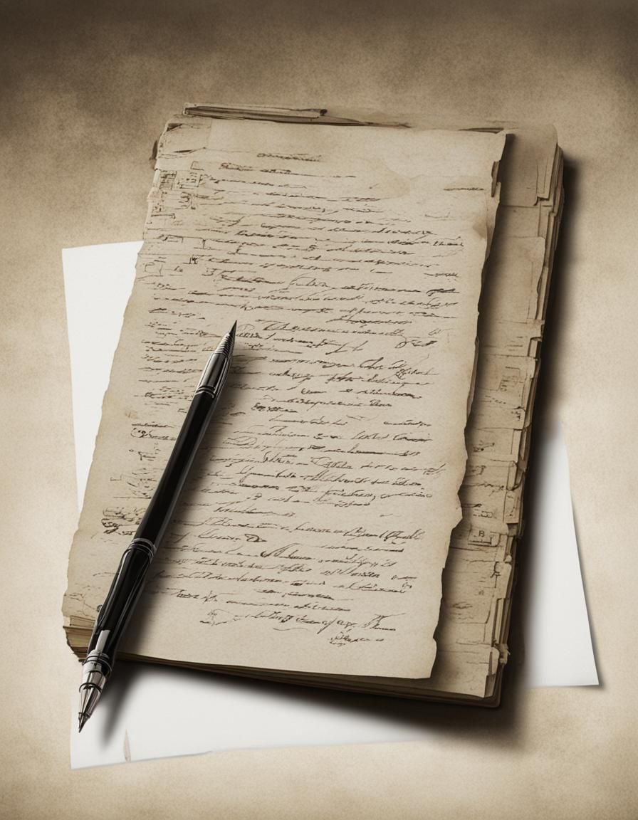 Writer's Desk: Pen, Paper, Book