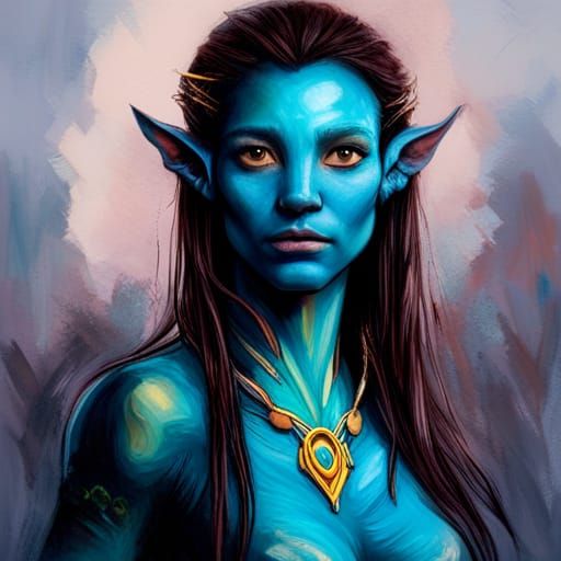Beautiful Na'vi Woman Portrait in Hyperrealistic Style
