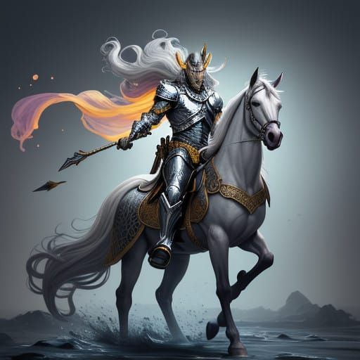 Mythical Silver Centaur Wears Vibrant Magical Armor