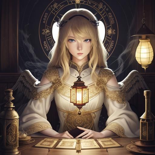Taylor Swift Phoenix Tarot Reader in Anime Style