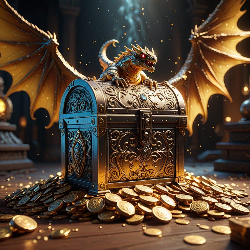Surreal Treasure Chest Monster in Vibrant, Cinematic Style