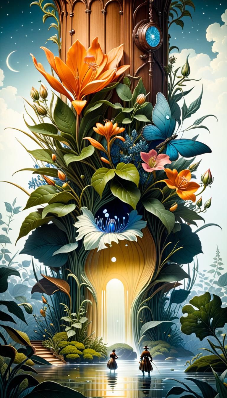 Victorian Botanical Illustration in Detailed Ink