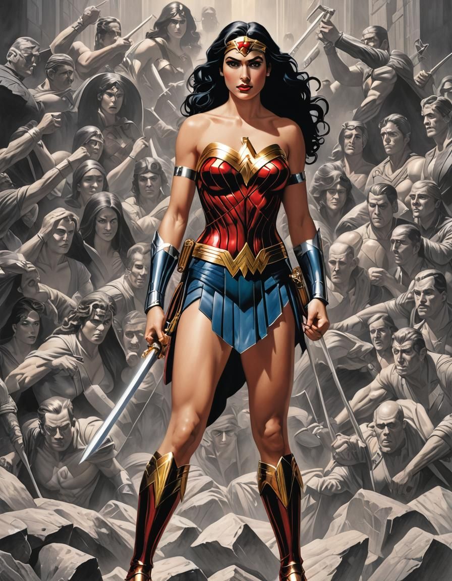 Wonder Woman Portrait with Detailed Painting