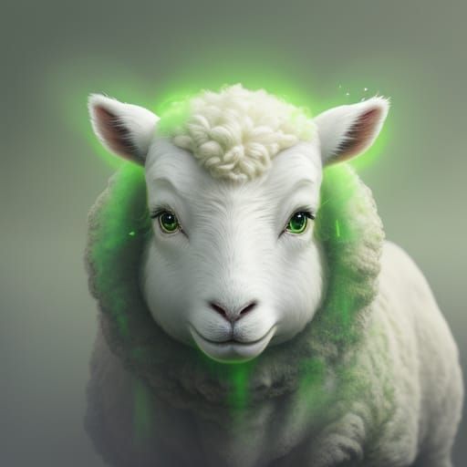 Mystical Green Lamb Concept Art in 8k