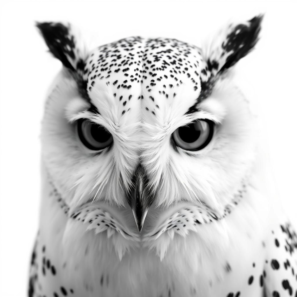 Hyperrealistic Close-Up White Owl Portrait