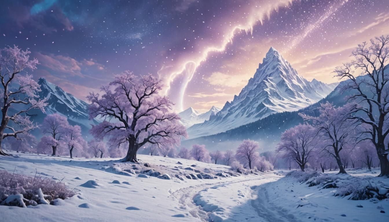 Ethereal Ice Tornado in Fantasy Landscape