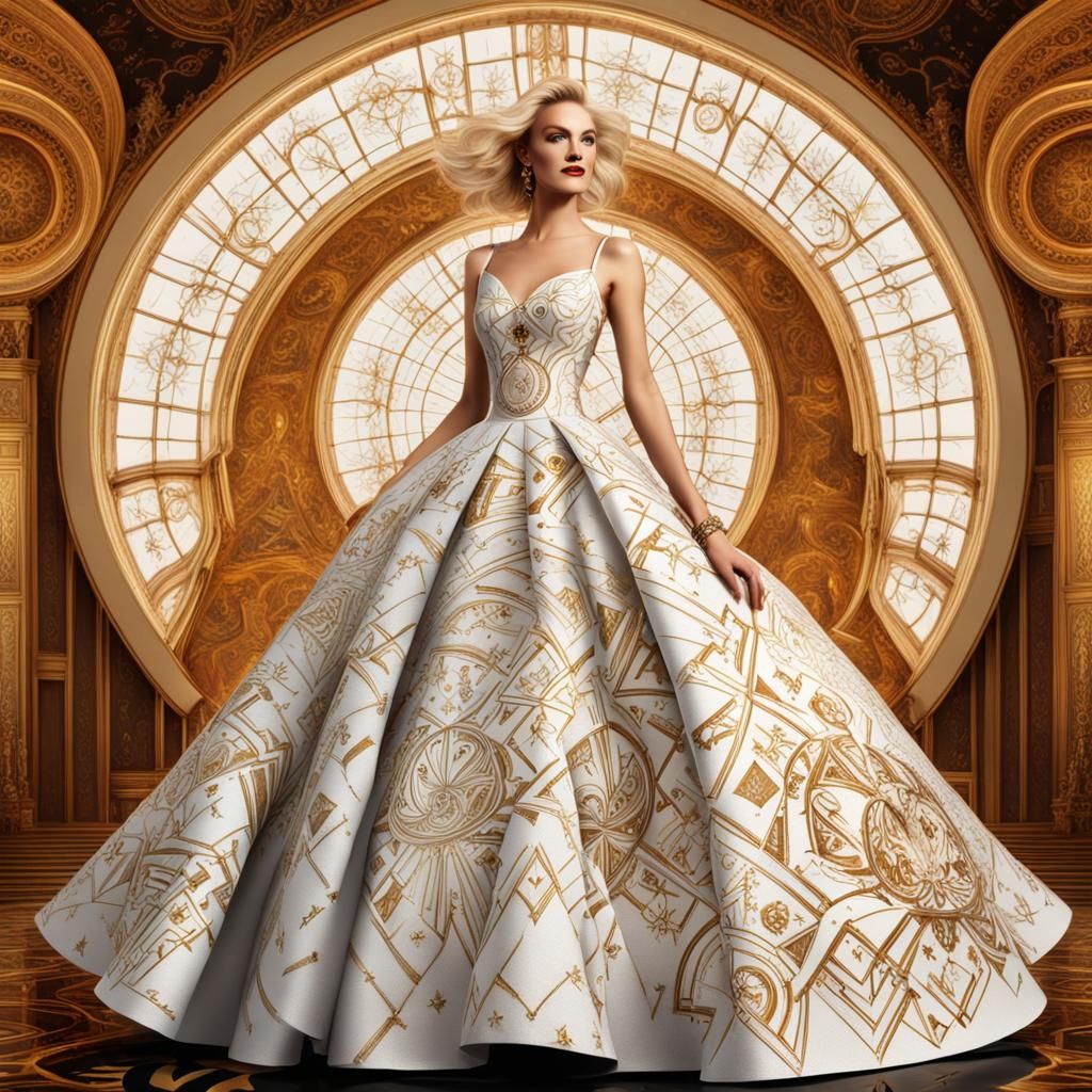 Smiling Blonde in Fractal Dress at Magical Palace