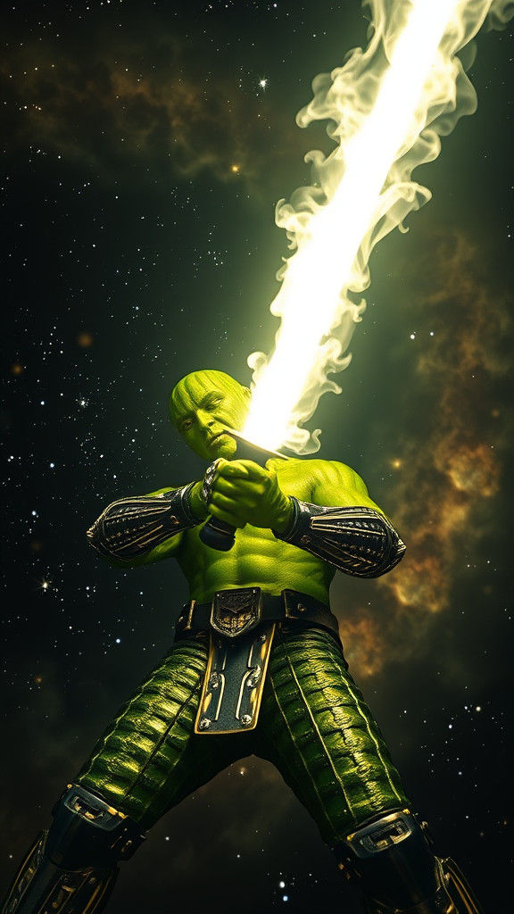 Fierce Pickle Cucumber Warrior in Galaxy Nebula