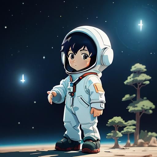 Cute White Astronaut Toy in Ghibli Anime Style