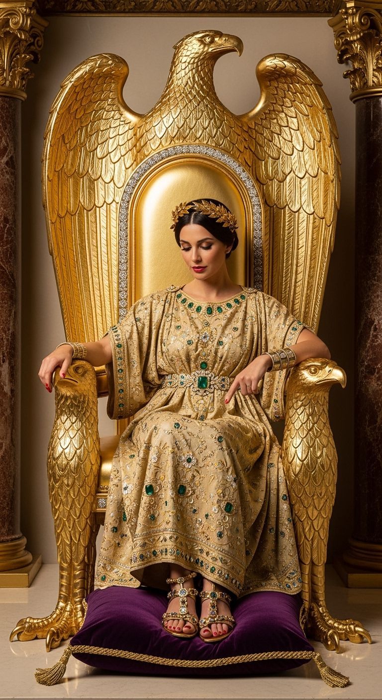 Roman Empress on Jeweled Eagle Throne