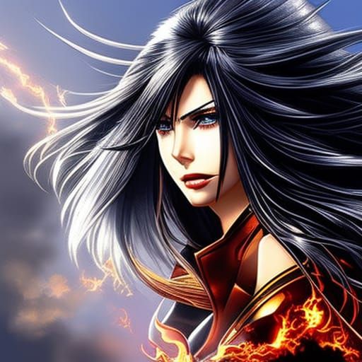 Phoenix Girl in War: Detailed Digital Illustration