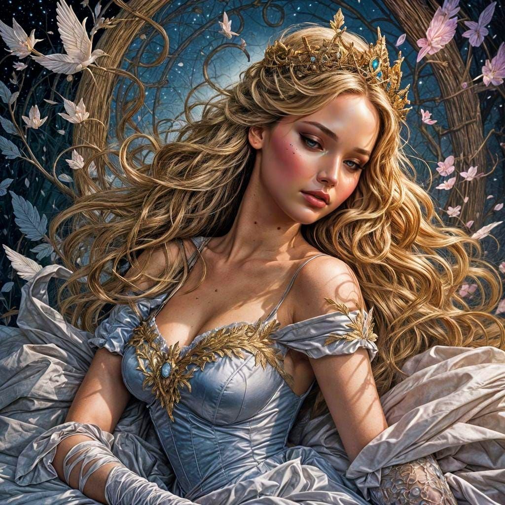 Jennifer Lawrence as Sleeping Beauty in Comic Book Style