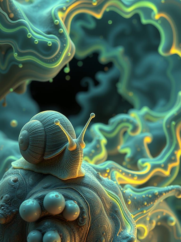 Neon Grey Snailiens in an Enormified Neonstorm