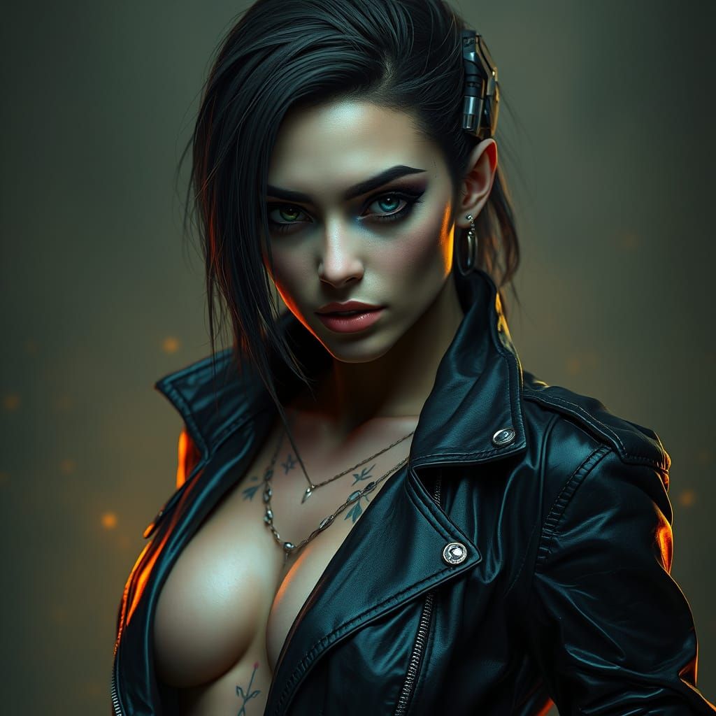 Sleek Chrome Assassin in Dark Fantasy Portrait