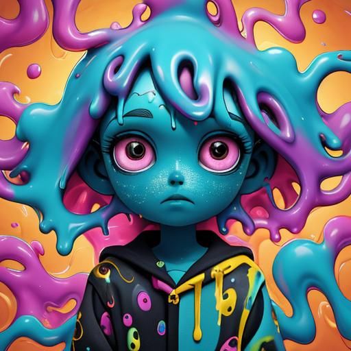 Gooey Pop Surrealism Portrait of Teenager