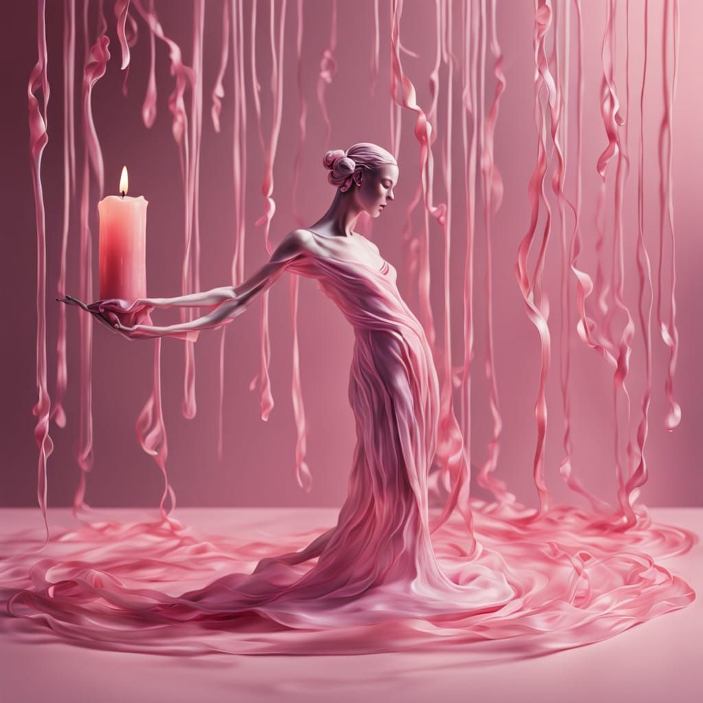 Melting Candle Forms 3D Wax Dancer in Surreal Style