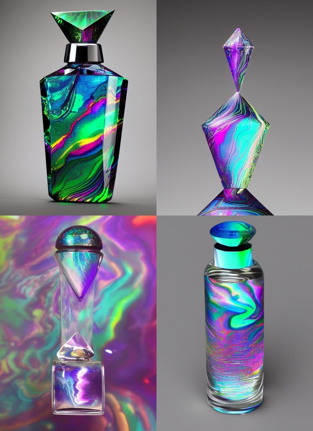 Prismatic Crystal Vial of Iridescent Liquid