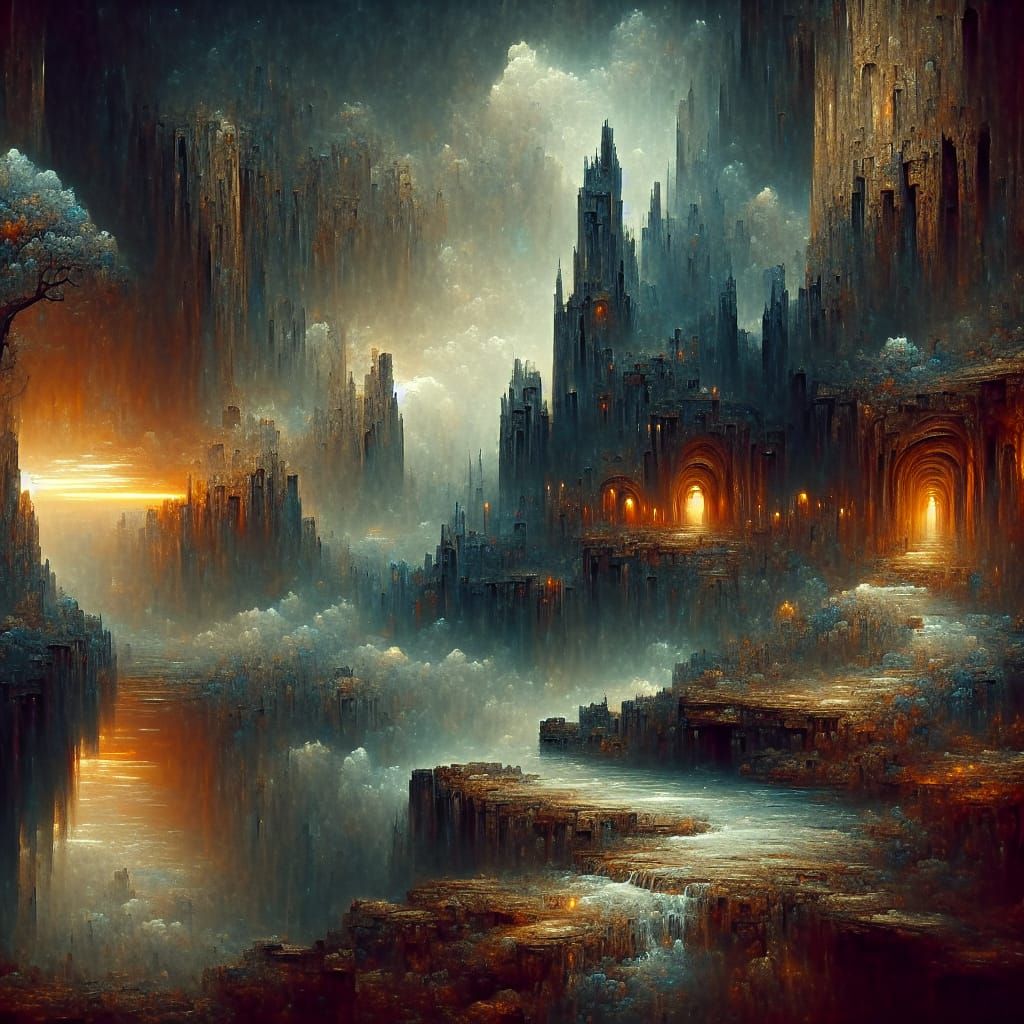 Hauntingly Beautiful Fantasy Landscape with Deep Complementa...