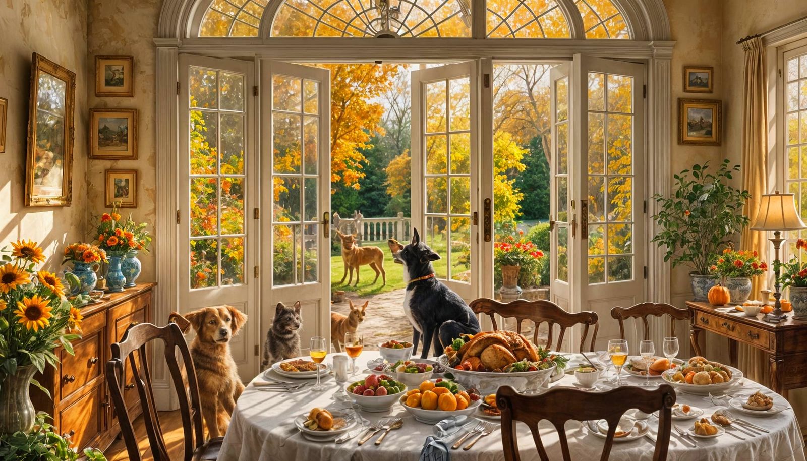 Thanksgiving Feast Fiasco: Animals Invade Mansion in Pen and...