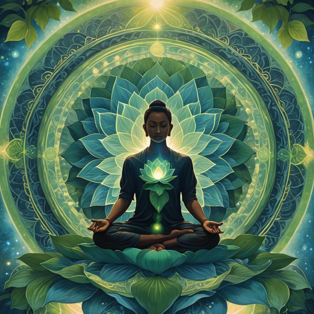 Meditative Silhouette in Lotus Position with Mandala
