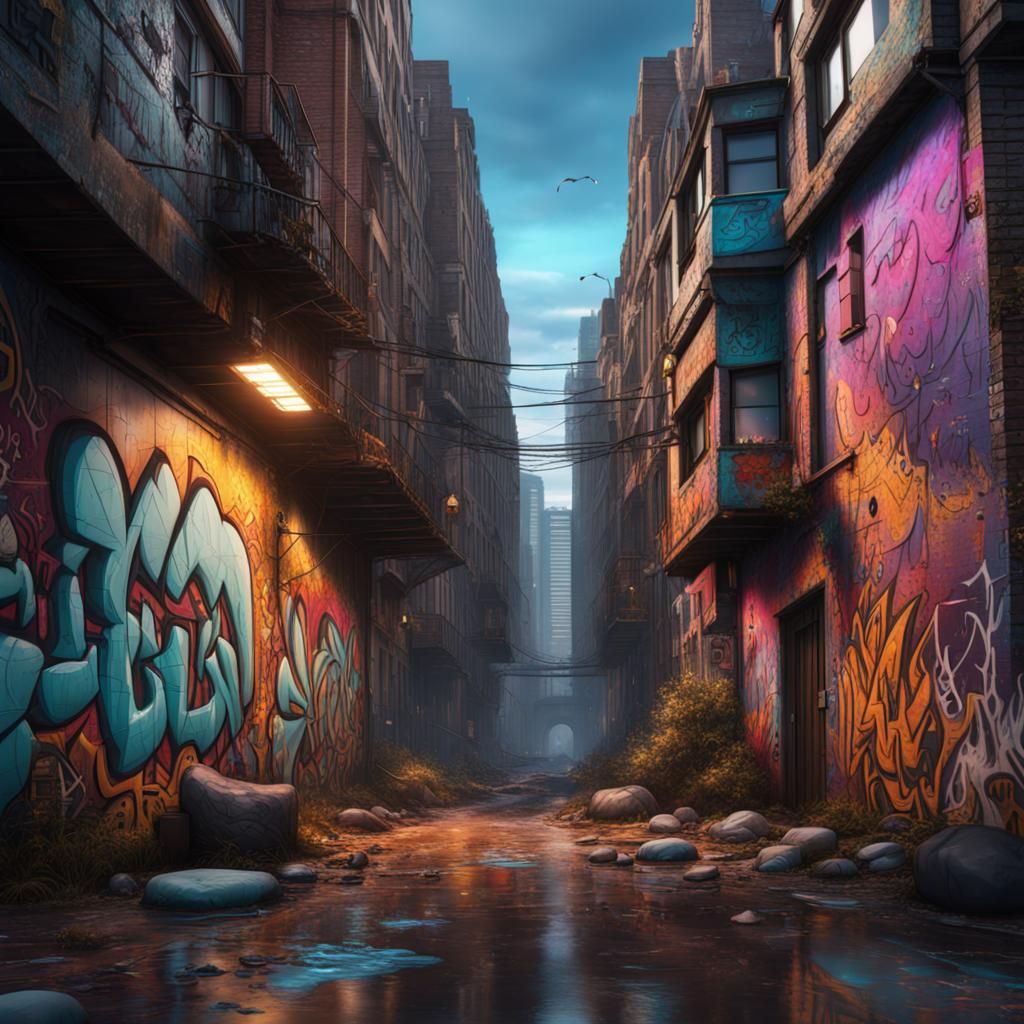 SLEWE Urban Art Graffiti in Detailed Matte Painting