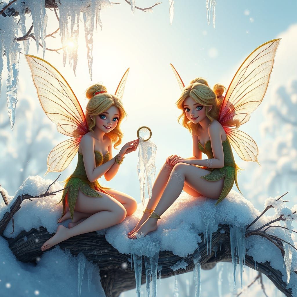Surreal Fairies Dance in Winter Wonderland