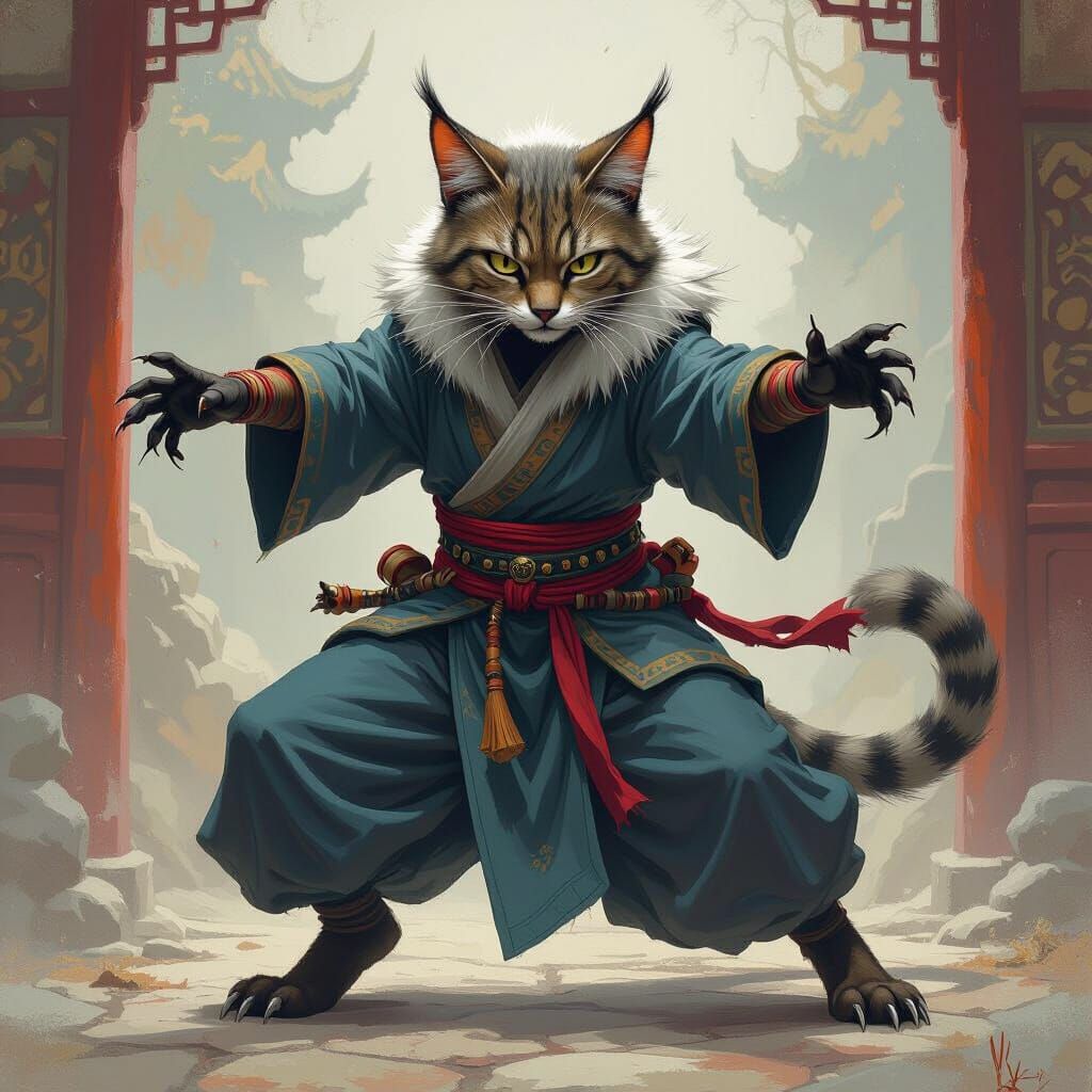 Khajiit Monk Ready to Strike: Fantasy Art