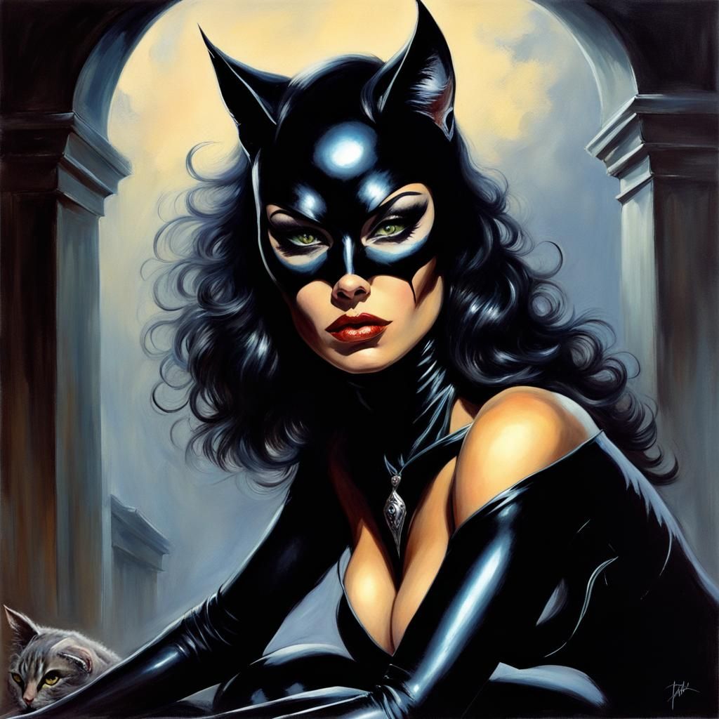 Cat Woman in Dark Fantasy Style