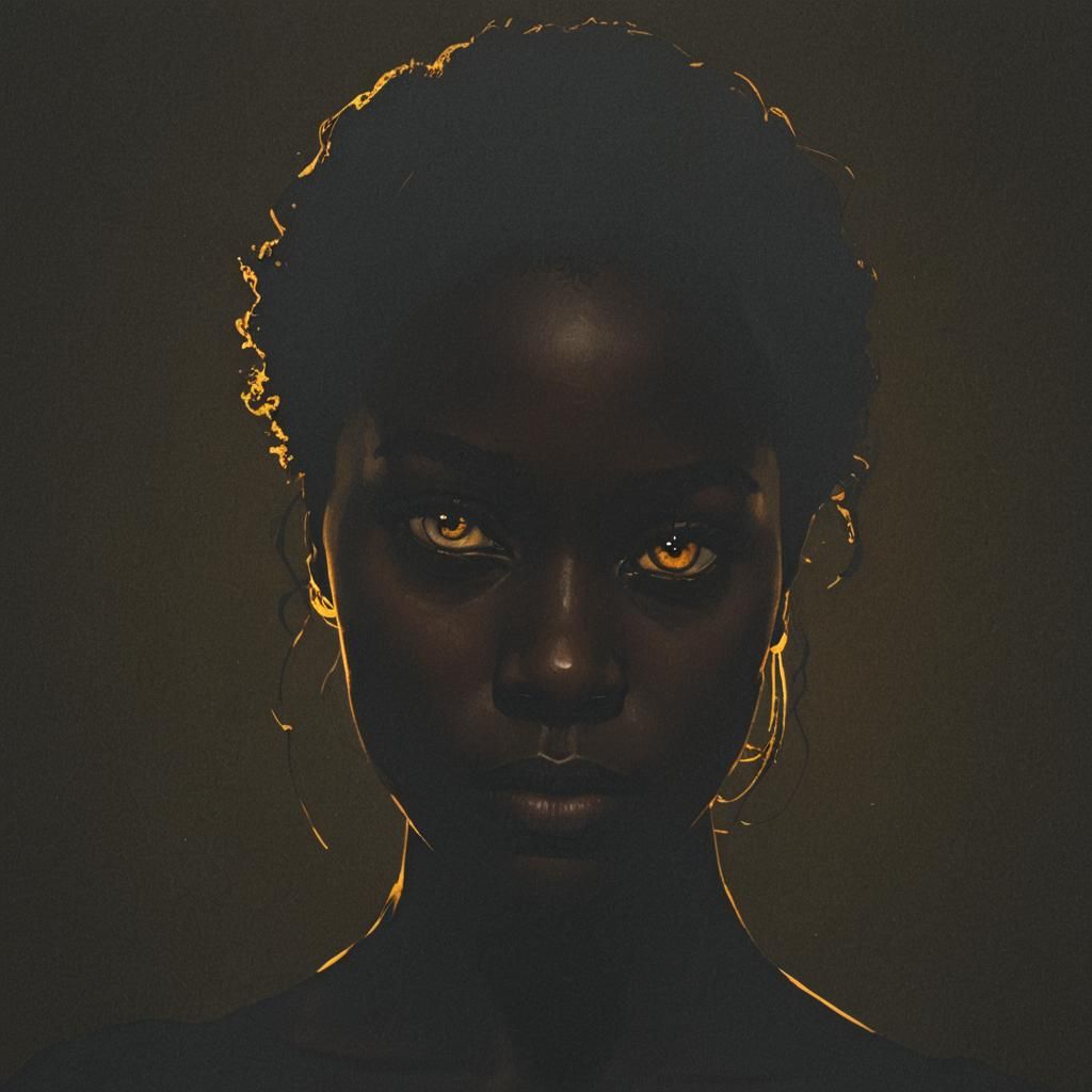 Golden Shadowed Silhouette on Dark Background