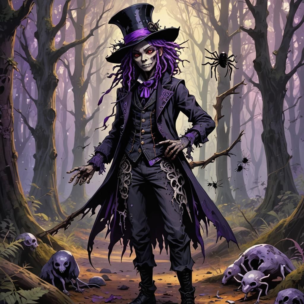 Anime Witch in Machiavellian Forest Illustration