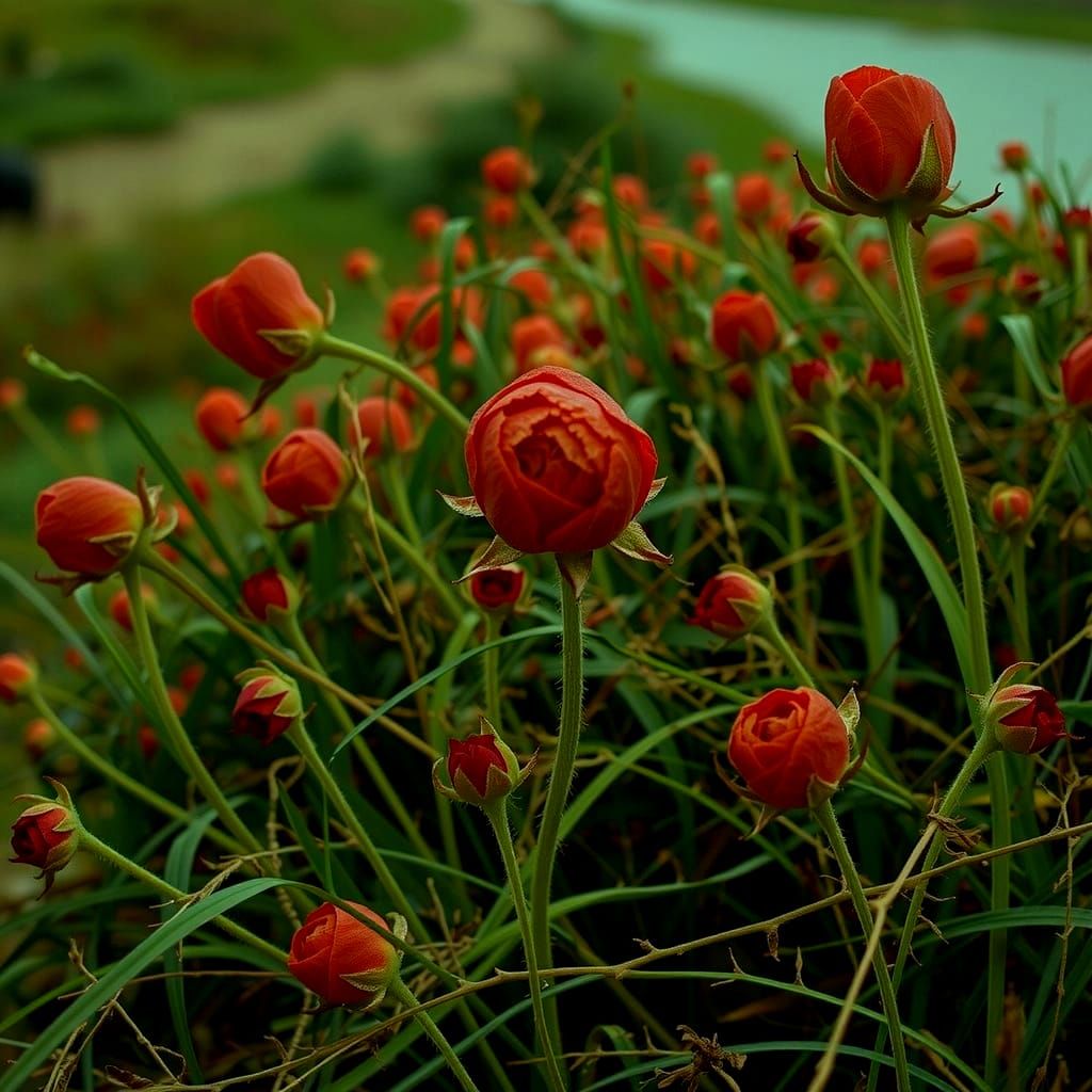 Vibrant Swirling Abstract Forms in Intense Reds