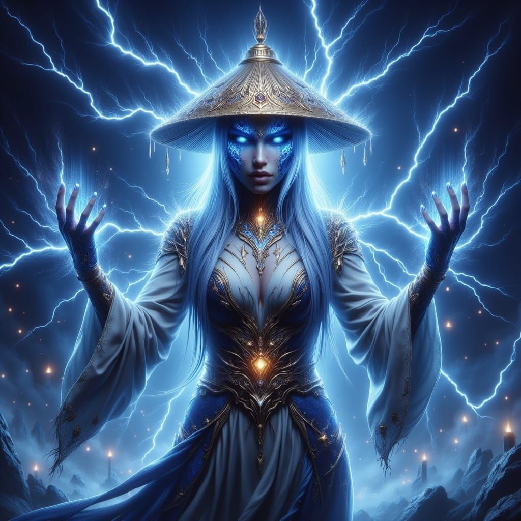 Ethereal Goddess of Lightning Commands the Storm