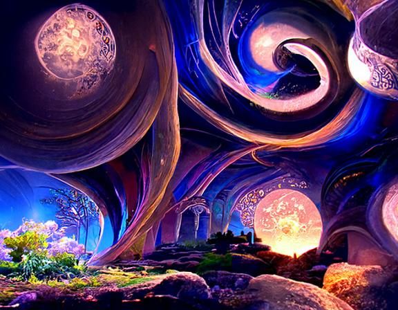 Luminescent Abstract Alien World in Fractal Style