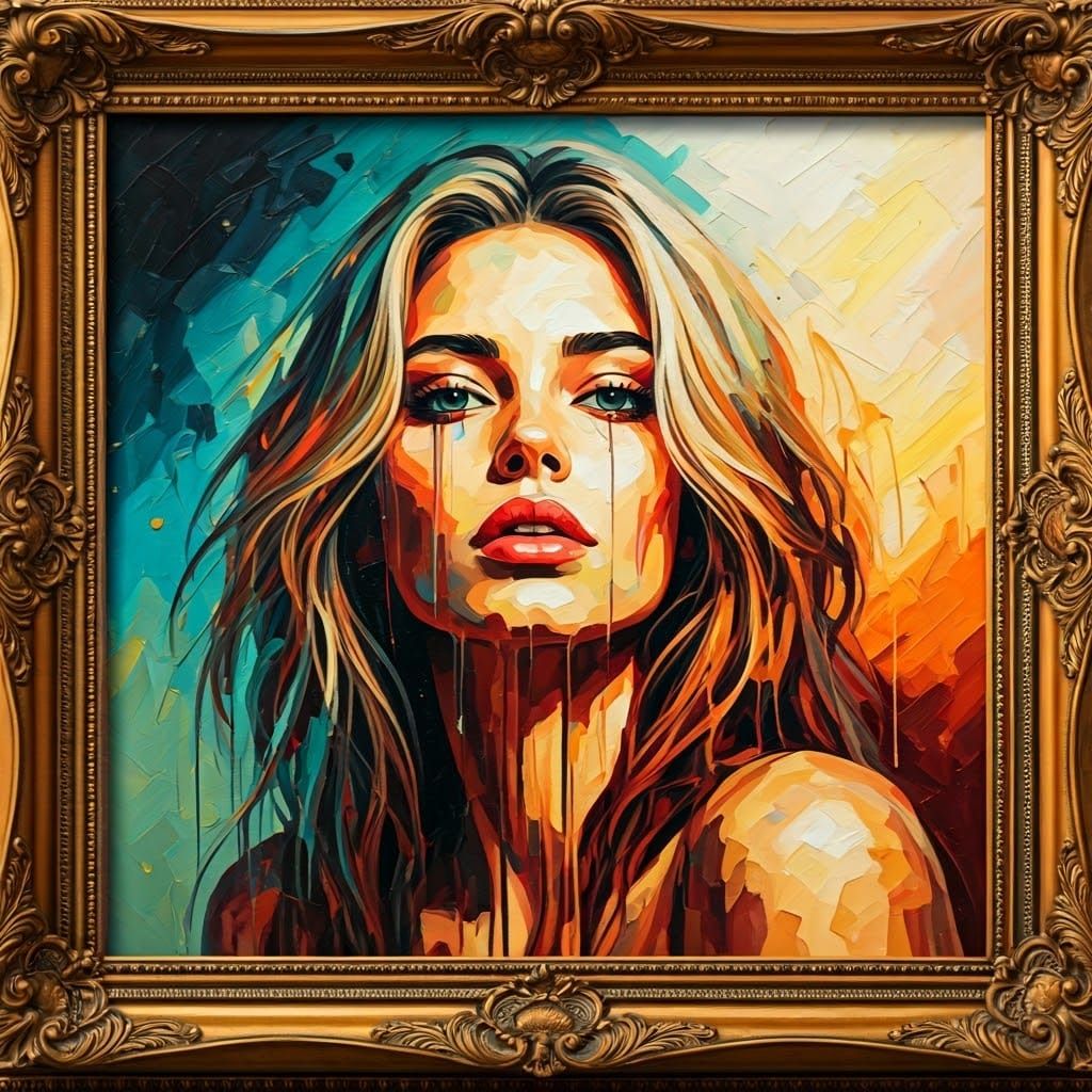 Surrealist Woman Melts Out of Ornate Frame