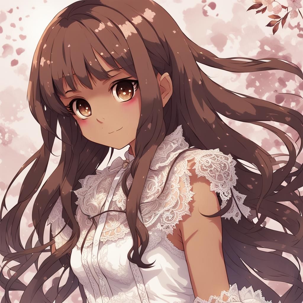 Anime Style: Brown Skin Girl with Dip Dye Hair