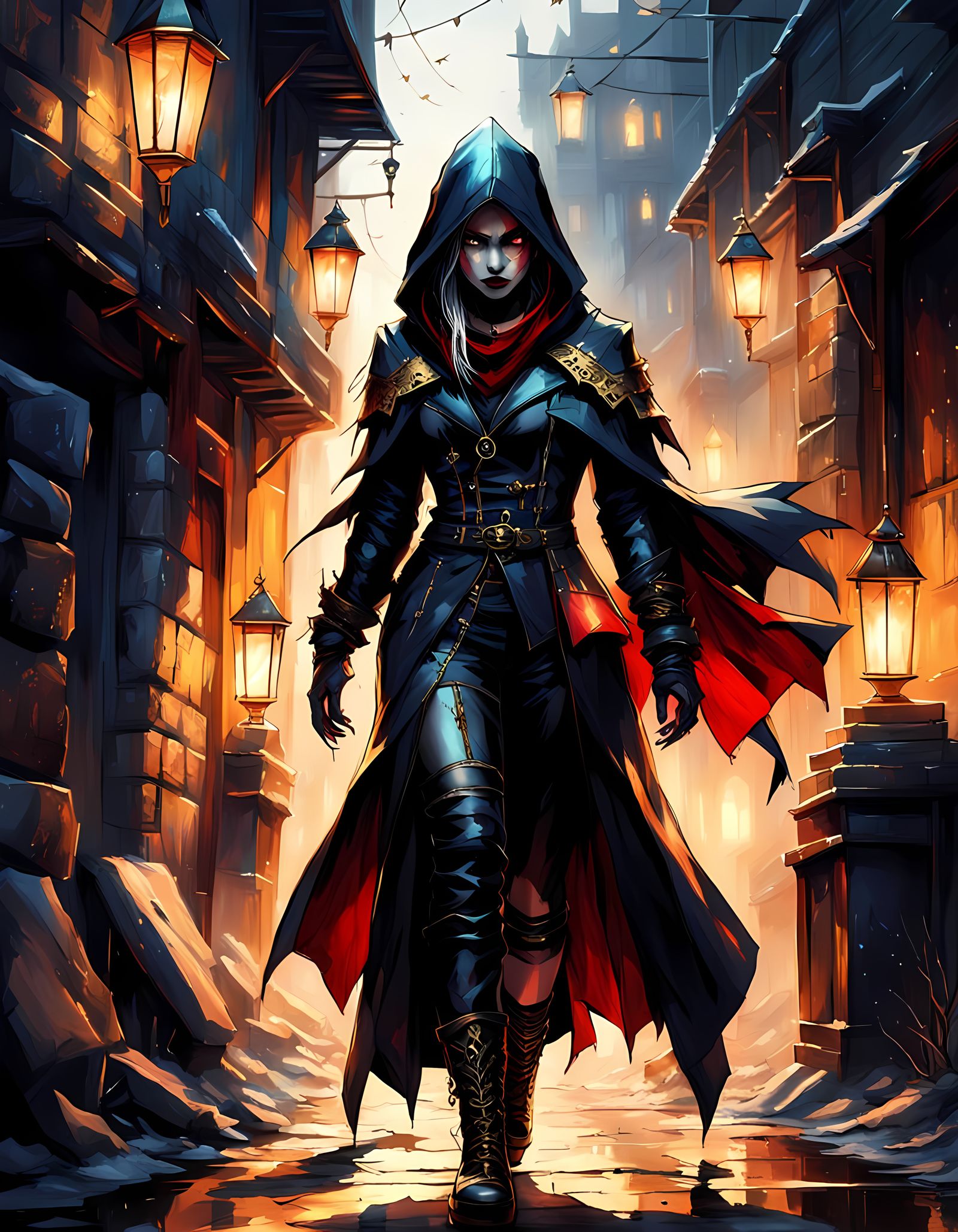 Epic Vampire Hybrid Assassin Girl in Dark Alley Cinematic Ar...