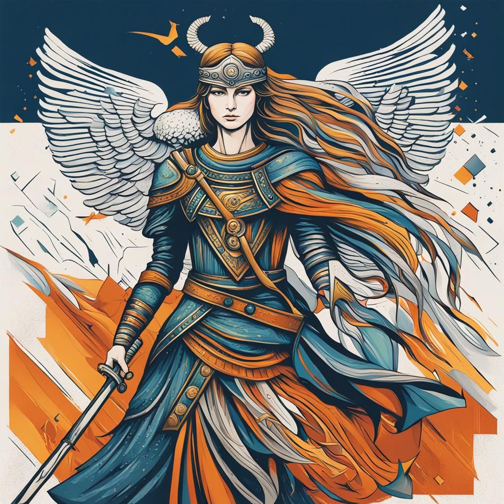 Abstract Valkyrie Maiden in Complementary Colors