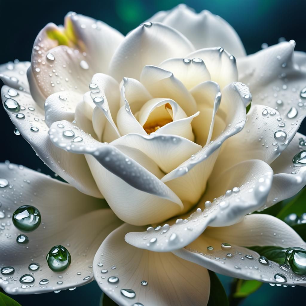 Hyperrealistic Macro Gardenia Blossom in HDR