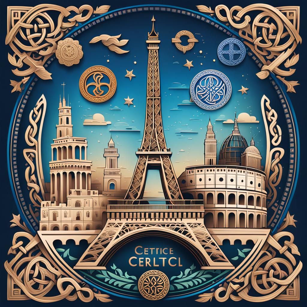 European Cultural Heritage Logo with Iconic Landmarks