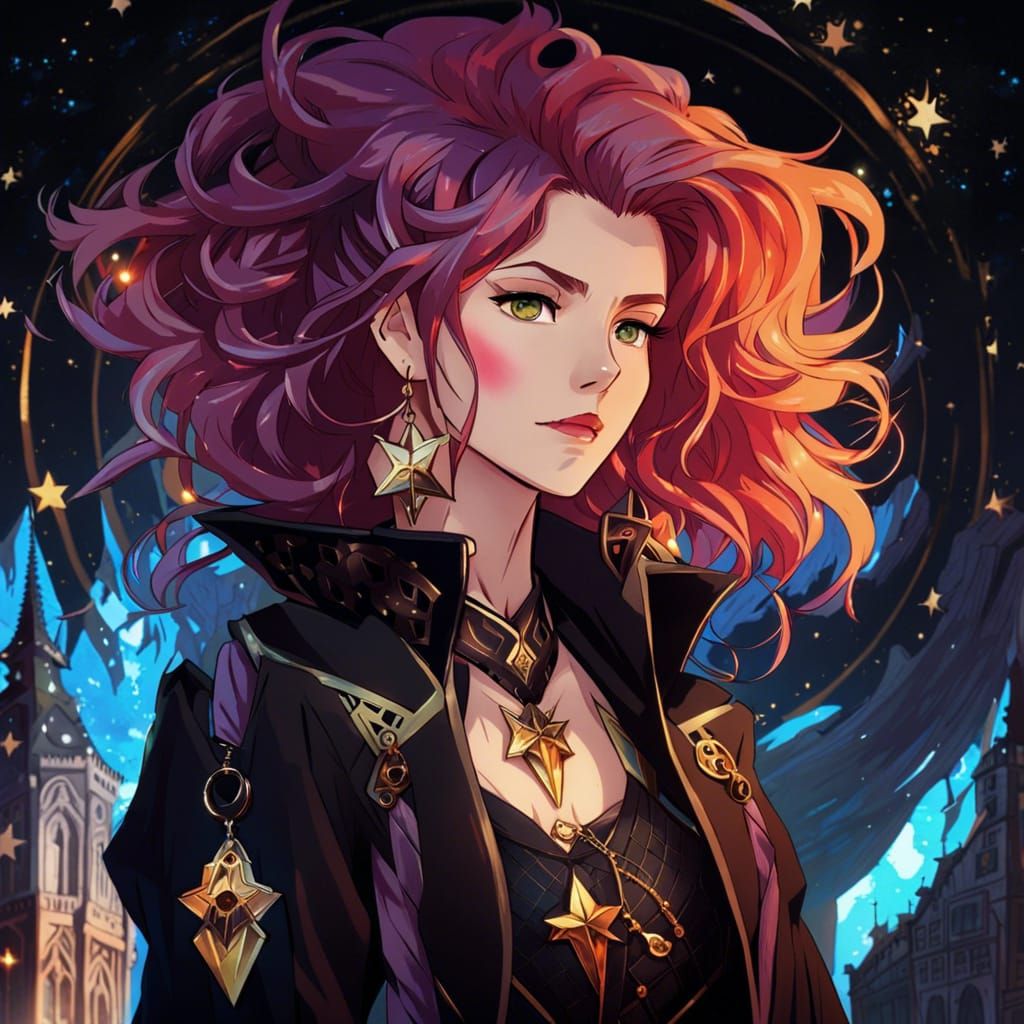 Anime-Style Portrait: Medieval Girl in Spooky Castle