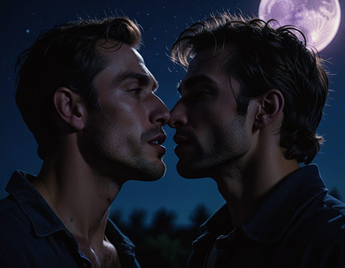 Hyper-Realistic Lunar Kiss: Cinematic Film Still