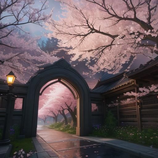 Cherry Blossom Landscape: Conceptual Art in Full Bloom