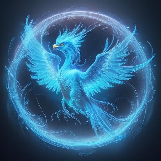 Blue Phoenix Optical Fiber Art in HDR