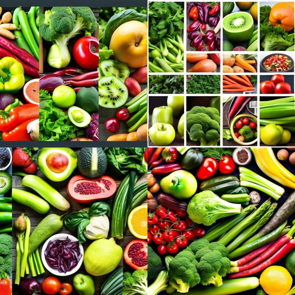 Colorful Fruit and Vegetable Collage: Eat Your Greens