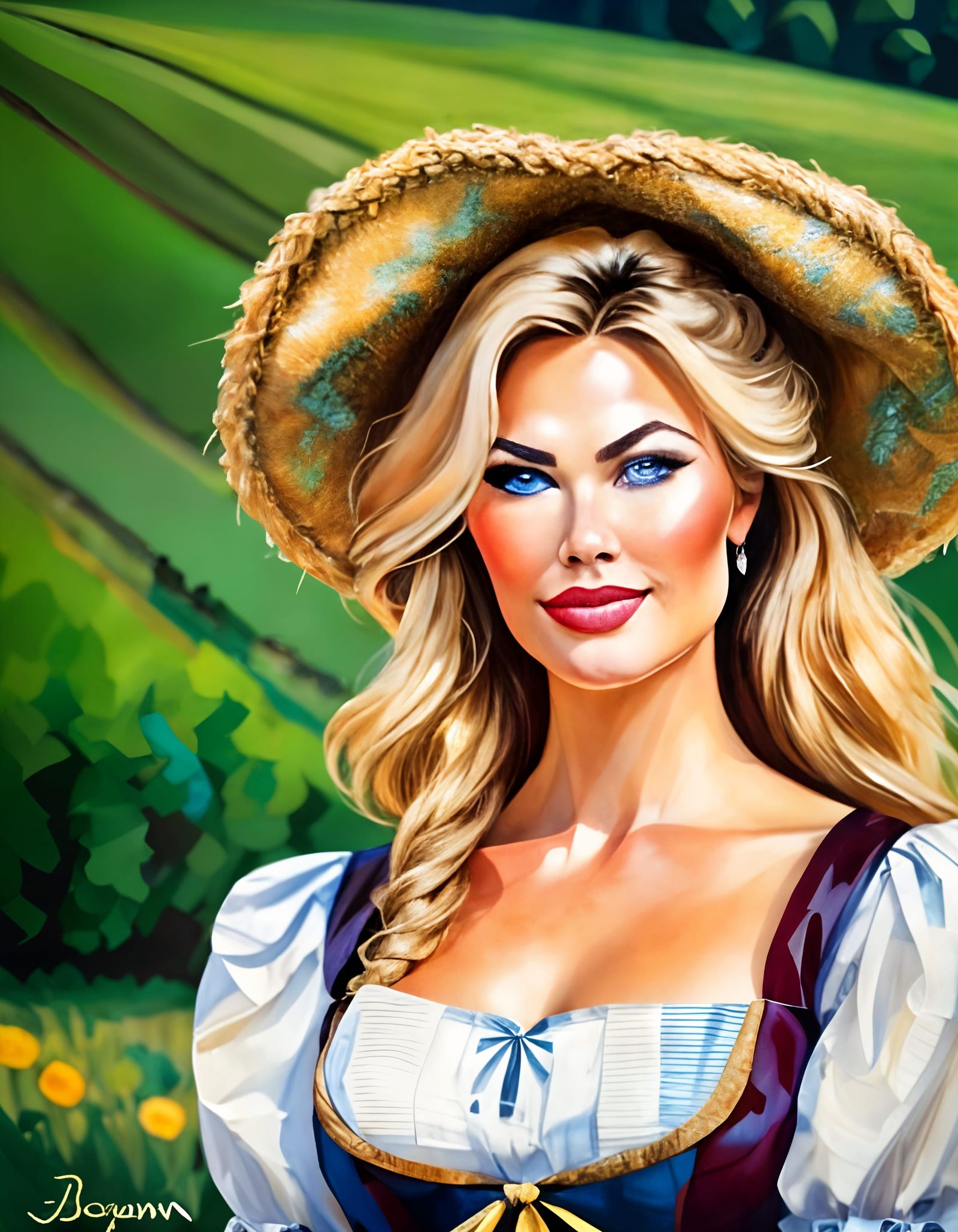 Young Woman in Dirndl Dress at Oktoberfest