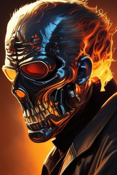 Fiery Skull Portrait in Trending Art Style